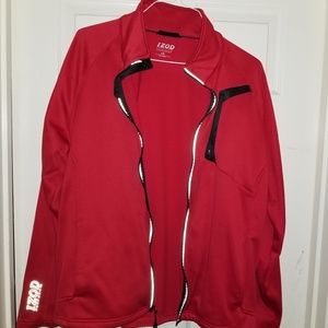 MEN'S IZOD FLEECE JACKET SIZE LARGE COLOR-RED
